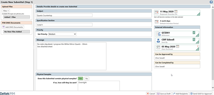 Deltek PIM Submittals Workflow_Contract Management